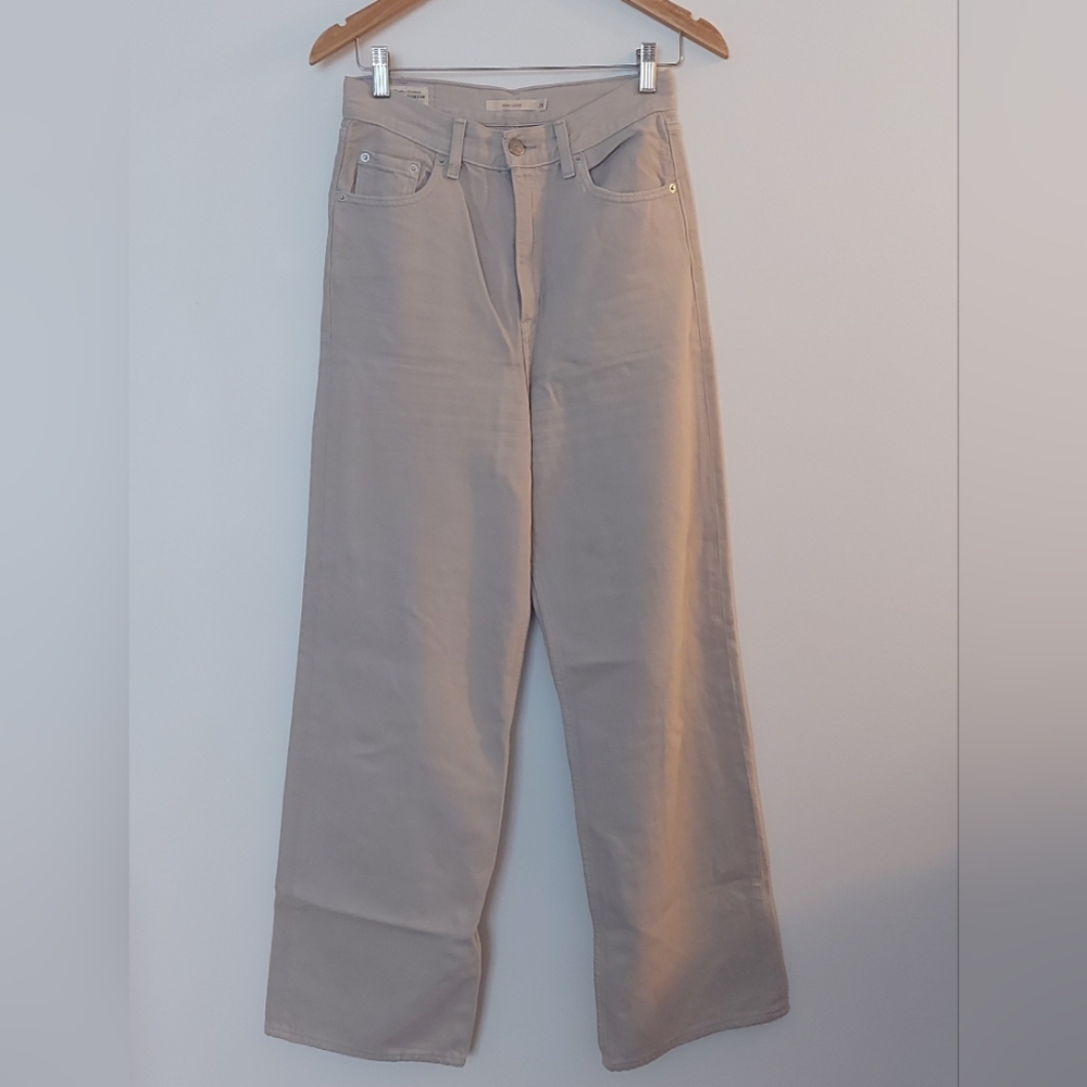 Levis Premium Big E High Loose Straight Leg Jeans Taupe Size 26 - Picture 3 of 12